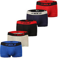 Solo Mens Modern Grip Short Trunk Cotton Stretch Ultra Soft Classic Boxer Brief (Pack of 5)