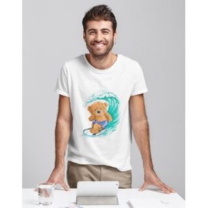 Roundfeet Mens White Stylish Round Neck Printed T-Shirt